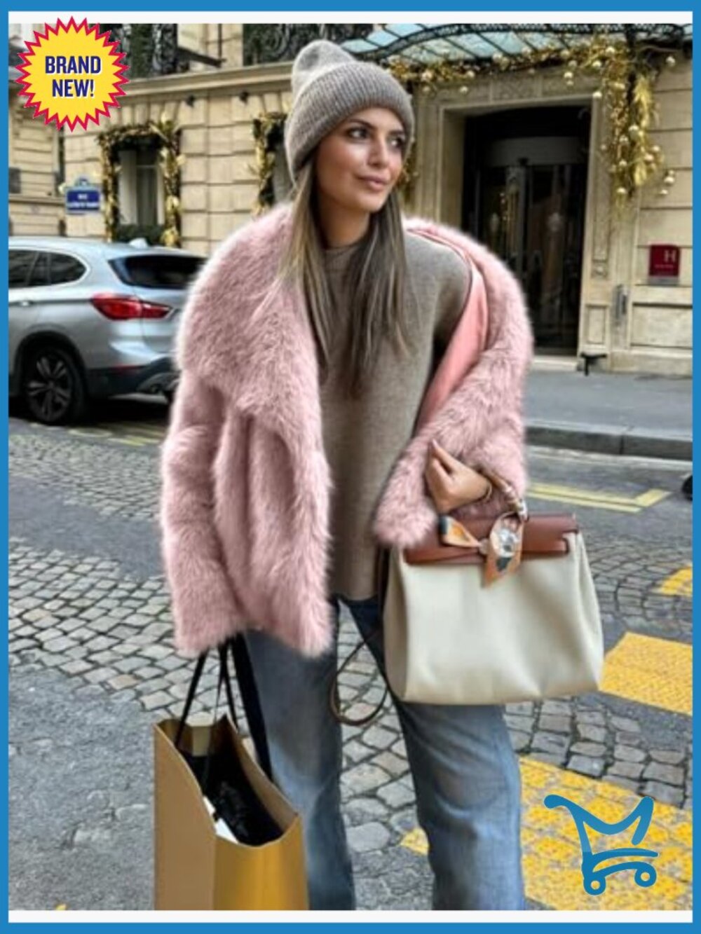 Faux Fur Coat Lapel Open Front Fluffy Shaggy Jacket Winter Warm Furry Overcoat - Picture 2 of 7